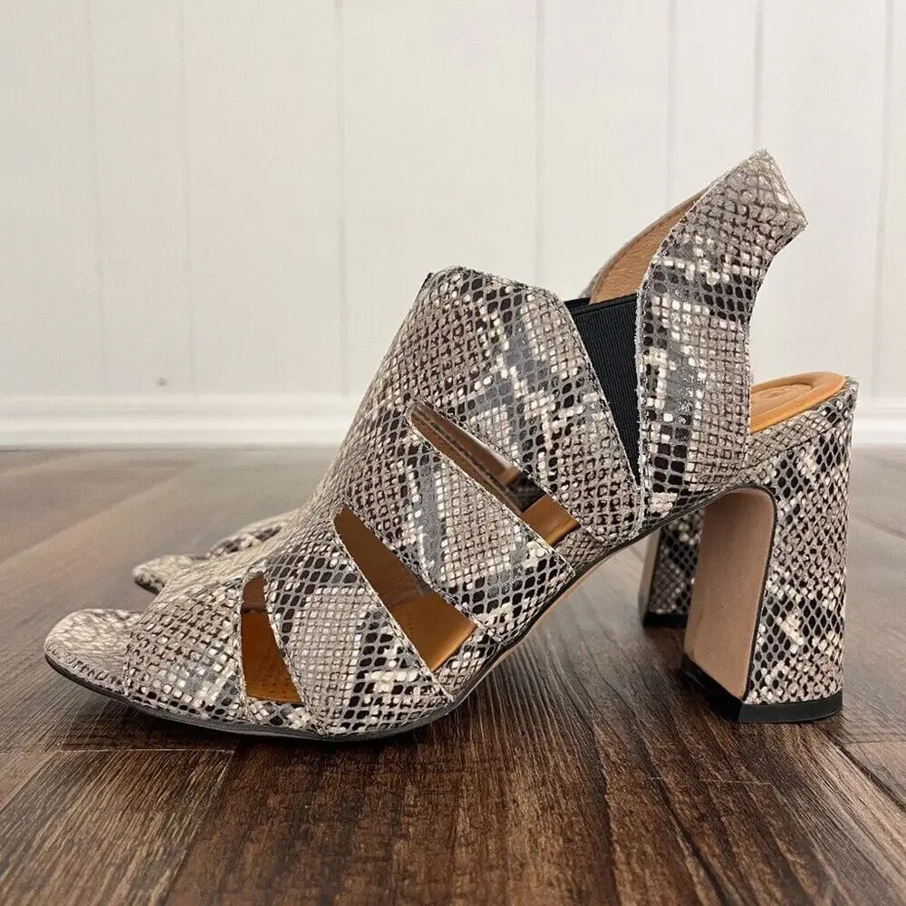 Corso Como Strappy Slingback Sandal Snakeskin Embossed Block Heel Size 7 Multi